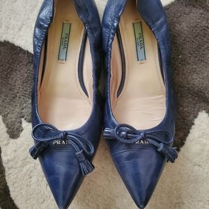 Prada Pointed Ballerina Flats in Blue Size 38